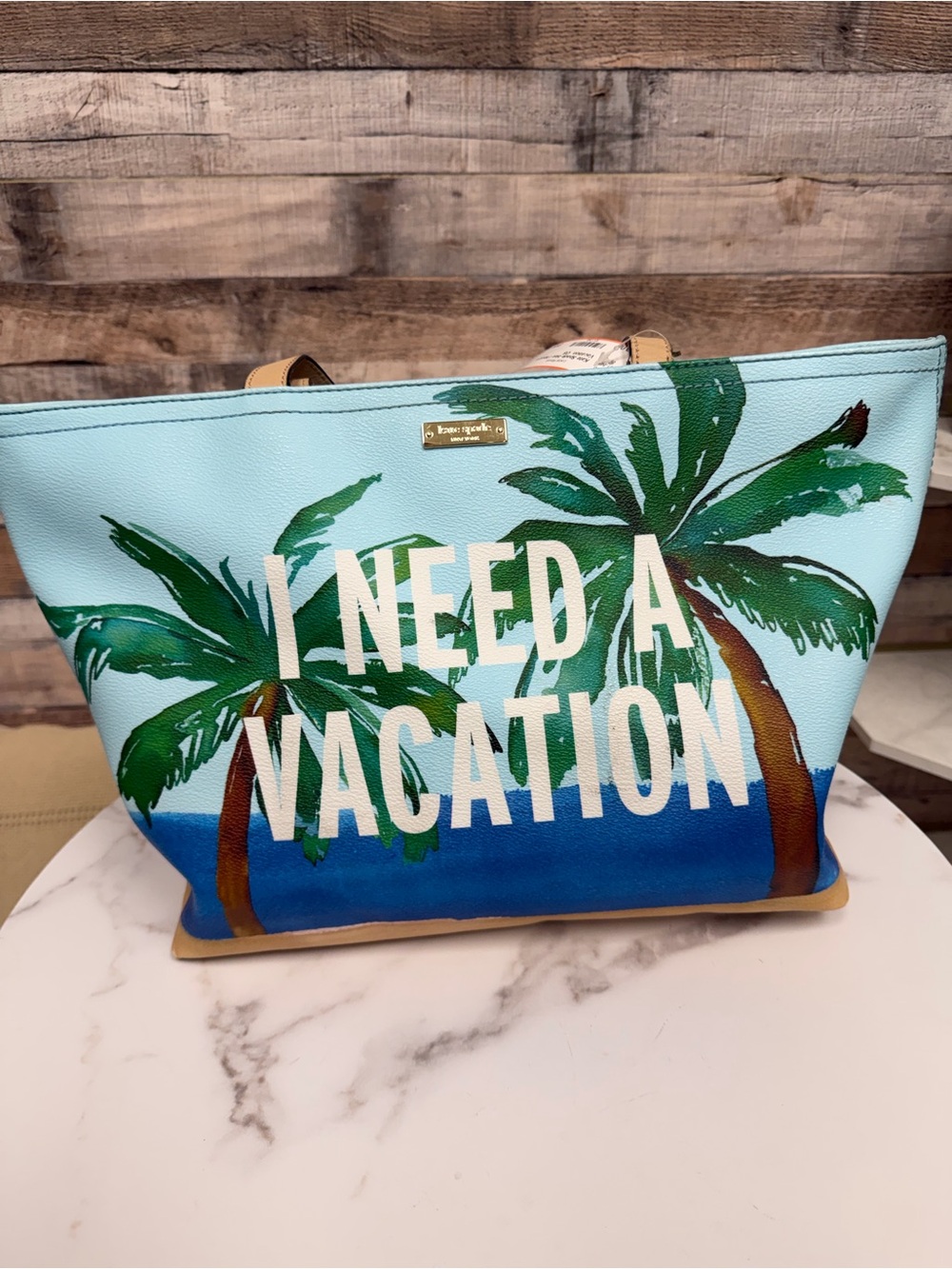 Kate Spade Blue 'I Need A Vacation' OS